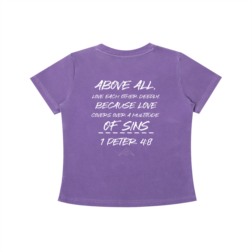 Womens 1 Peter 4:8 Wash Slim Fit T-shirt
