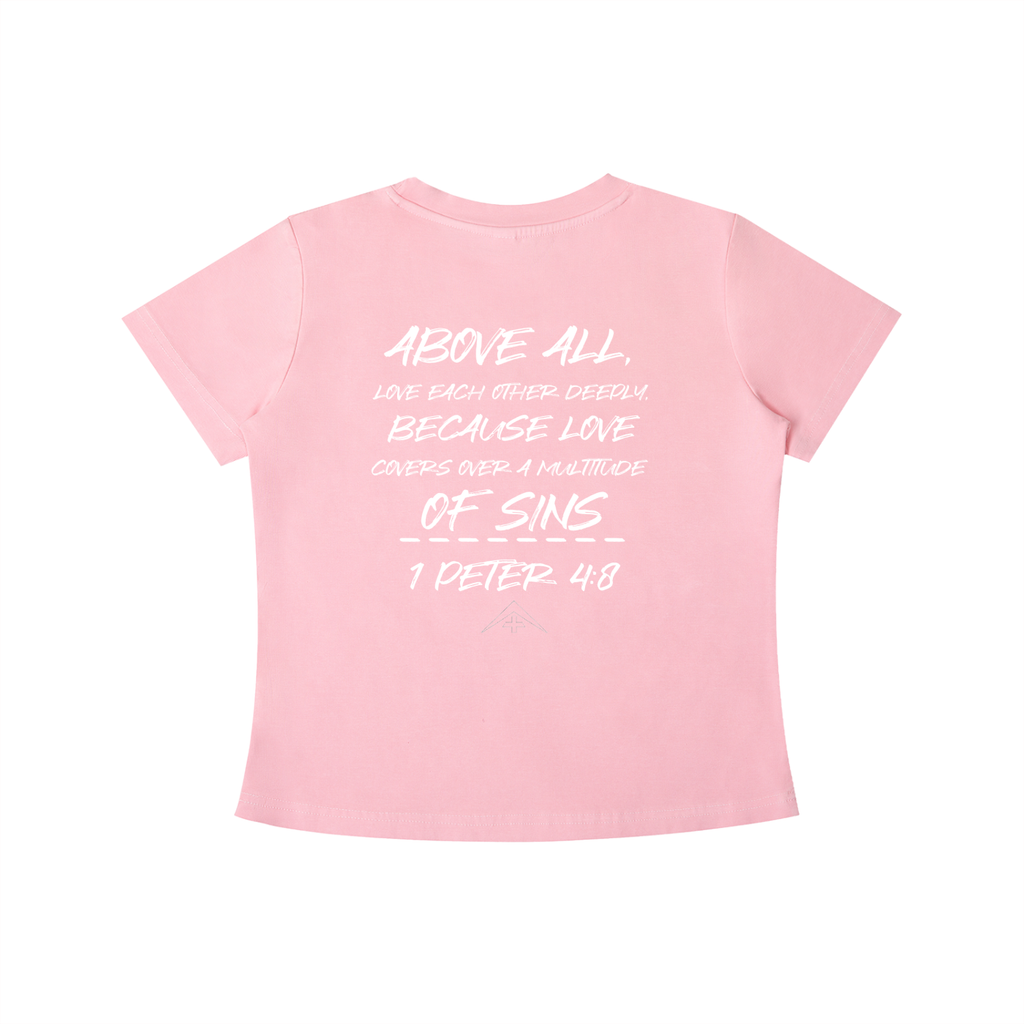 Womens 1 Peter 4:8 Wash Slim Fit T-shirt