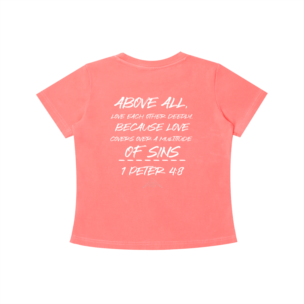 Womens 1 Peter 4:8 Wash Slim Fit T-shirt